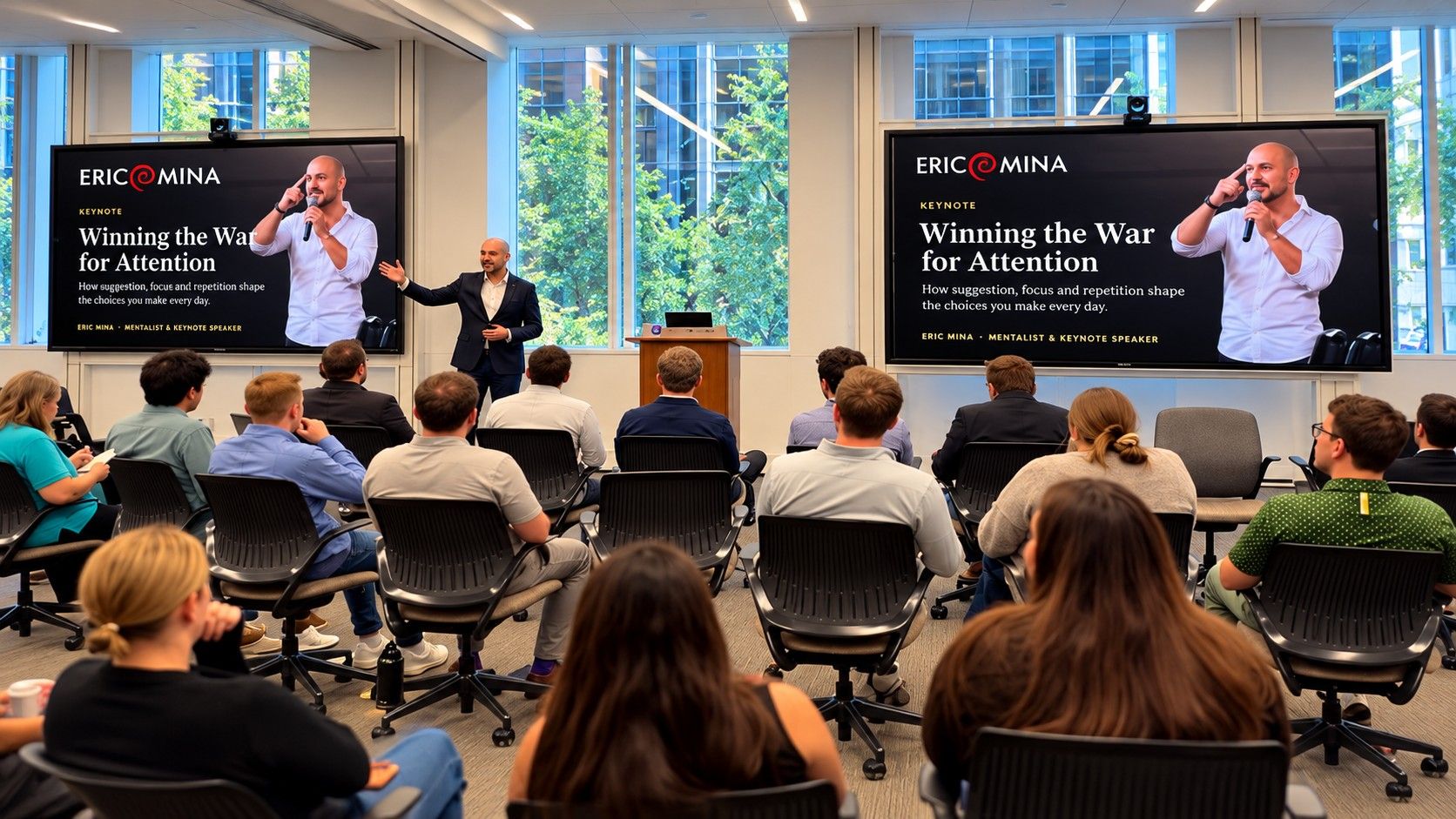 Eric Mina delivering Winning the War for Attention at Grant Thornton in Chicago